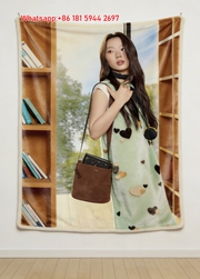 Coach Brown Suede Bucket Bag Print Flannel Sofa Throw Blanket C137